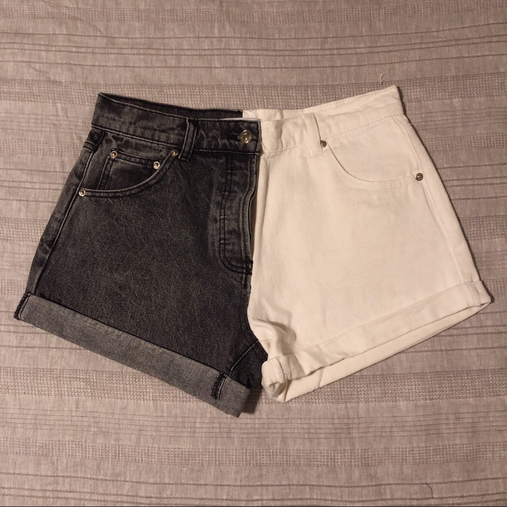 Adika Black/White Color Block Shorts High-Rise